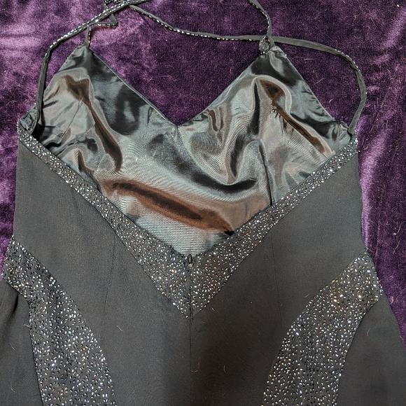 Size 14 black grad/formal gown with beading - Picture 2 of 5
